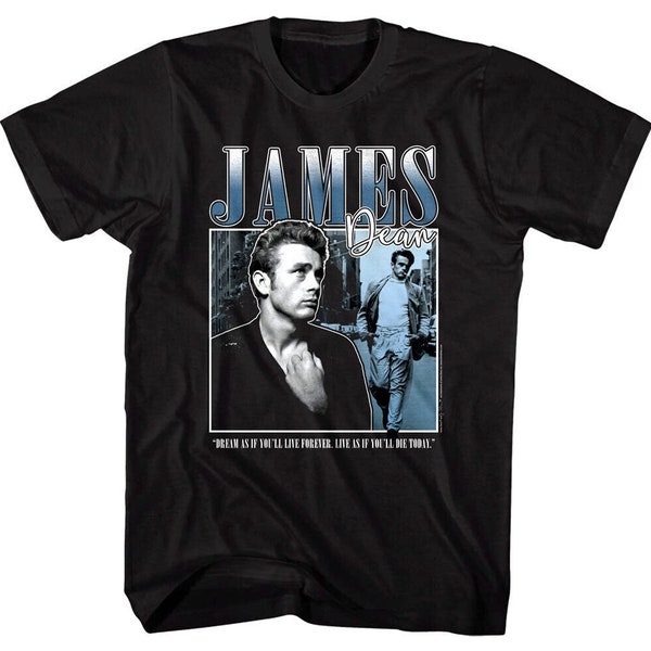 JAMES DEAN T-Shirt Dream Hollywood Actor Slogan Quote Graphic Tees