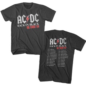 AC/DC Back In Black T-Shirt UK Tour 1980 Music Vintage Graphic Tees