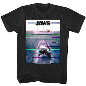 Jaws Men's Shirt Movie Glitch Poster Graphic Tees