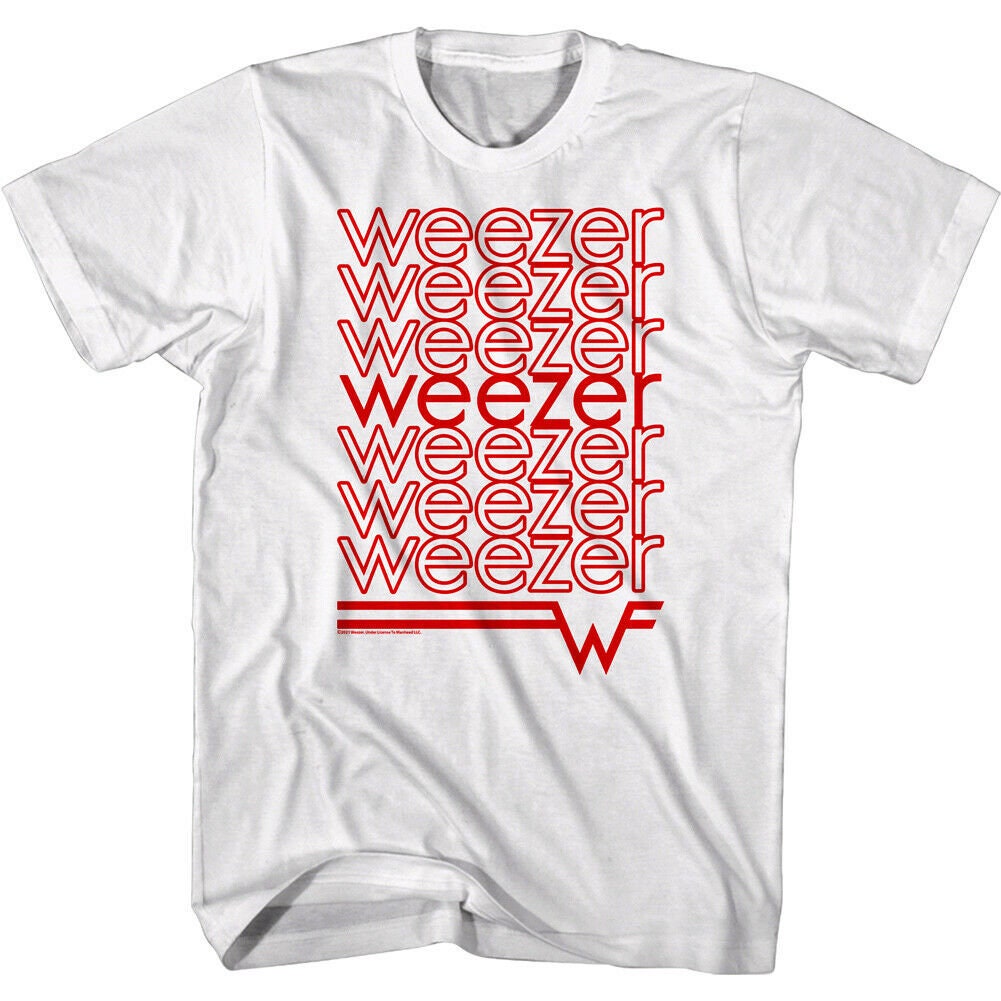 Weezer Men s T shirt Thank You Grocery Bag Repeat Logo Graphic Tee Alt Rock Band Merch Officially Licenced Merch Alternative Grunge