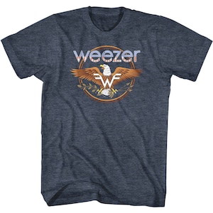 Weezer Men&#39;s Shirt Flying Eagle Navy Graphic Tee 90s Alternative Rock Concert Shirt Vintage Pop Band T-shirt Punk Music Gift For Him