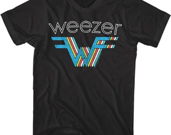 Weezer Men's T-Shirt, 3D Rainbow Logo, Black T-shirt, Alt Rock Concert  Merch, Big and Tall, Graphic Tees, Short Sleeve, Gift For Him