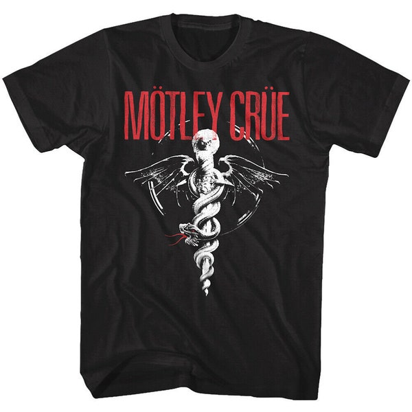 Motley Crue Men's T-shirt Dr Feelgood Snake Black Shirt American Heavy Metal Band 100% Cotton Crew Neck Vintage Best Gift For Men