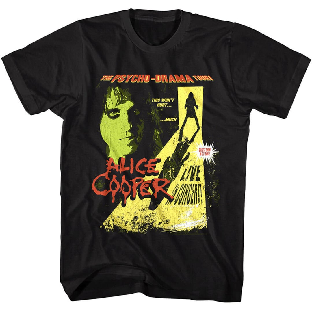 Alice Cooper Men's T-shirt Psycho Drama Tour Poster Graphic Tee Heavy ...
