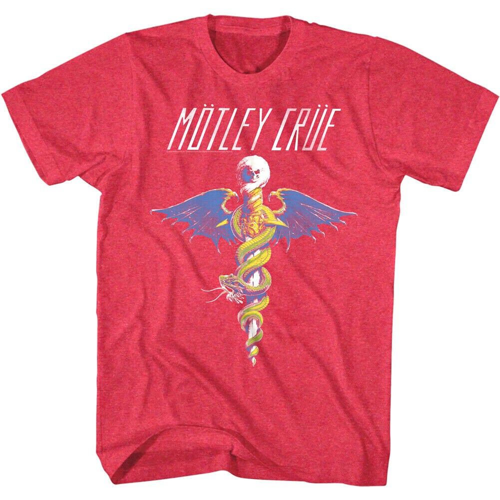 Motley Crue Men's T-shirt Dr Feelgood Album Red Tee Shirt Vintage