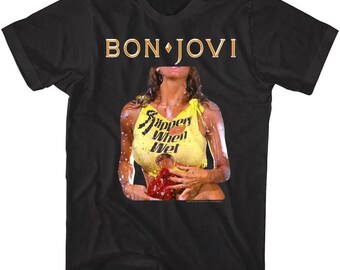 Bon Jovi Slippery When Wet Graphic T-Shirt, Vintage 80s Rock Tee