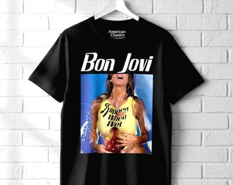 Bon Jovi Slippery When Wet Album Graphic T-Shirt: Retro Rock Concert Merch