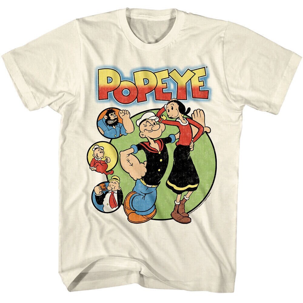 Popeye & Olive Oyl T Shirt Comic Characters Sailorman Bluto