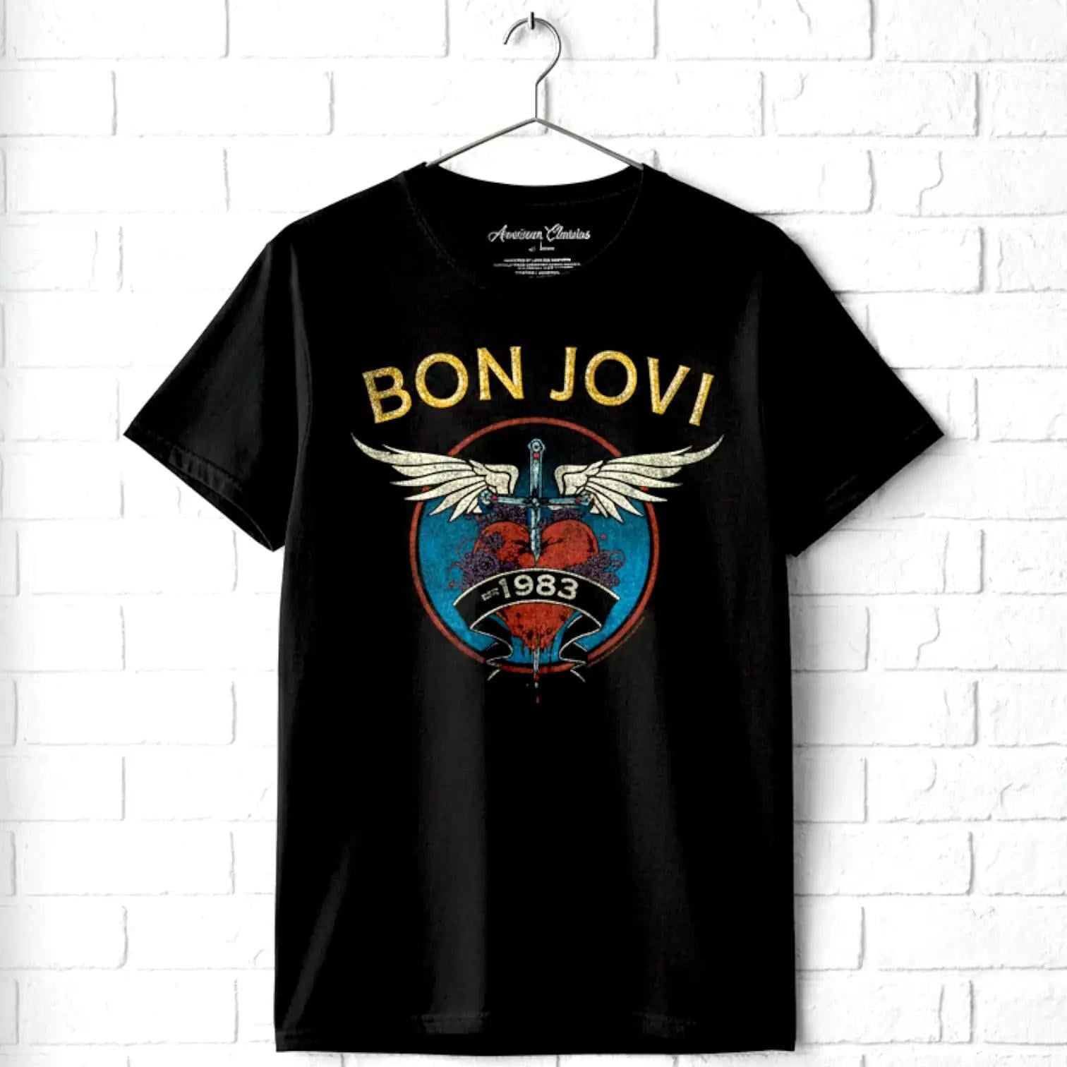 Bon Jovi Men's T-shirt Dagger Stab Heart Tattoo Design Graphic Tee