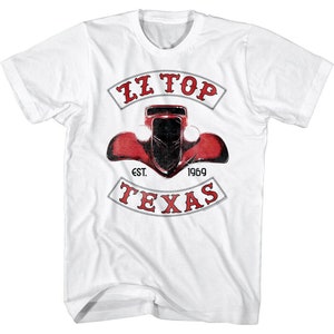 ZZ Top Men's T-shirt Eliminator Car Texas 1969 Logo White Graphic Tee Vintage American Music T-Shirt Hard Rock Band Concert Tour Merch