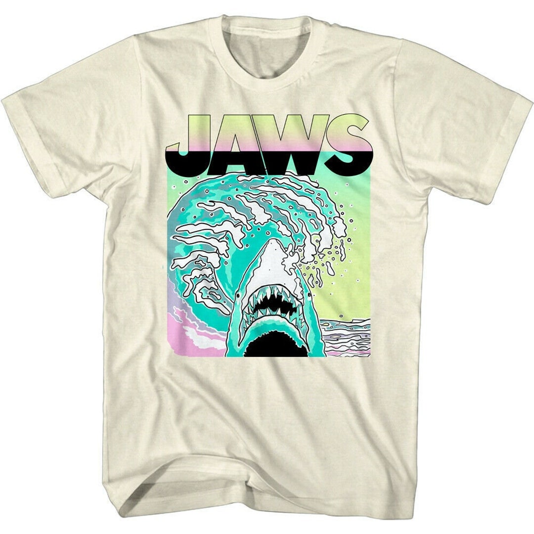 Jaws Shirt Neon Splash Waves Men's Tshirts Etsy