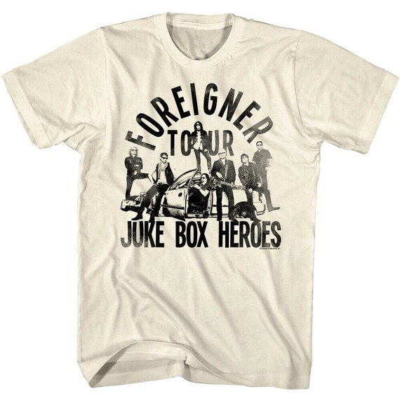 Foreigner Men's T-shirt Juke Box Heroes Tour Distressed Foreigner Men's T-shirt Juke Box Heroes Tour Distressed