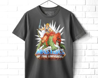 Heman Riding Battle Cat T-Shirt: Masters of the Universe Graphic Tee