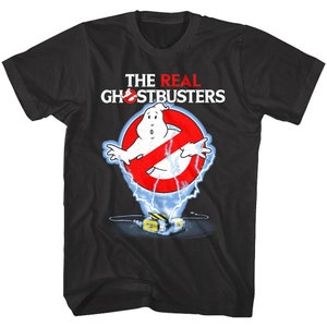 The Real Ghostbusters Men&#39;s T-shirt No Ghost Sign Tee Ghost Trap Icon Black Shirt 80s Animated Cartoon TV Show Merch Retro Funny Top