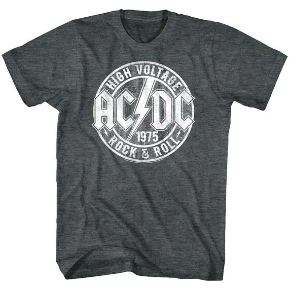 Camiseta ACDC para hombre AC DC Rock Roll de alto voltaje 1975 Camiseta grafica de carbon camisetas de conciertos de musica Heavy Metal Vintage