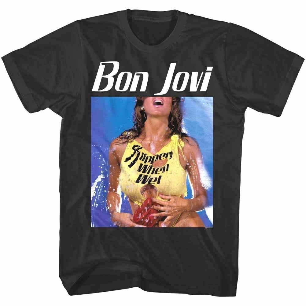 Bon Jovi Men's T Shirt Slippery When Wet Girl Album Graphic Tee