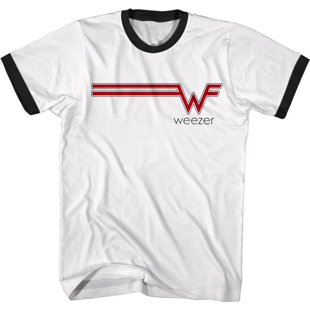 【WACKY WILLY】Print Ringer Short Sleeve T-Shirt R6509 Weezer Men's Shirt Striped Logo Ringer Graphic T-shirt 90s