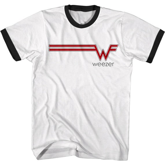 Weezer Men's Shirt Striped Logo Ringer Graphic T-shirt 90s