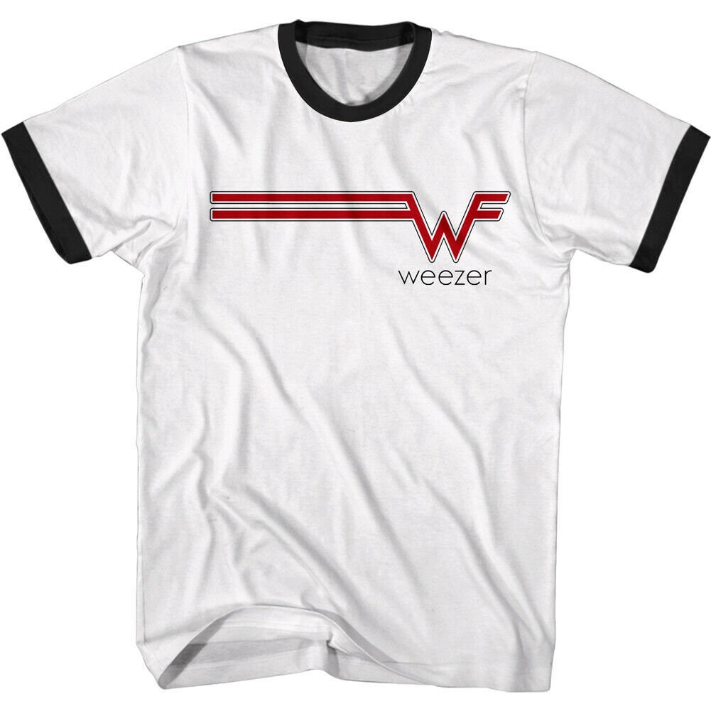 Weezer Men's Shirt Striped Logo Ringer Graphic T-shirt 90s