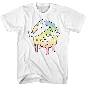 Real Ghostbusters Men&#39;s T-shirt Pastel No Ghost Icon Graphic Tee Vintage 80s Cartoon T-Shirt Animated TV Show Logo