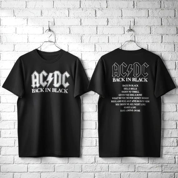 ◯AC/DC BACK IN BLACK Tシャツ AC/DC Back in Black Album Tracklist T-shirt: Vintage Concert Style