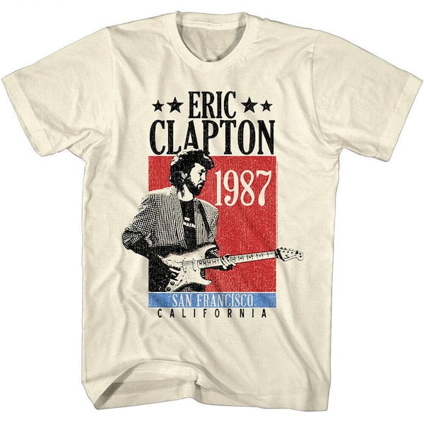 Eric Clapton Men's T-shirt San Francisco California 1987 Guitar Legend Rock n Roll Merch Clapton Live Concert T-shirt Gift For Him