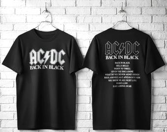 AC/DC Back in Black Album Tracklist T-shirt: Vintage Concert Style