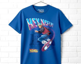 Back to The Future Men's T-Shirt Marty Flying Hoverboard Tees