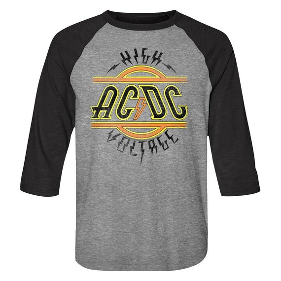 AC/DC Raglan Shirt High Voltage Album Cover Graphic Tee Rock Band