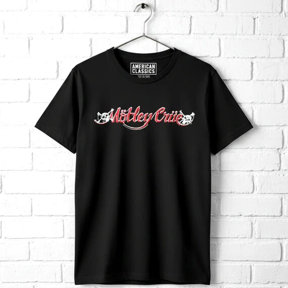 Motley Crue Vintage Style Black T-shirt - 80s Heavy Metal Concert 