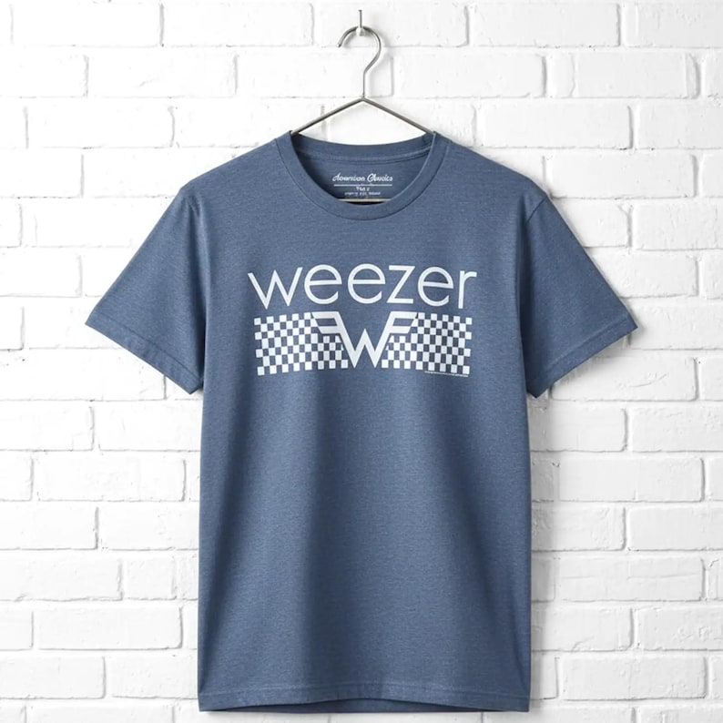 Vintage Weezer Checkered Logo Concert T-Shirt - 90s Alt Rock Band Tee image 1