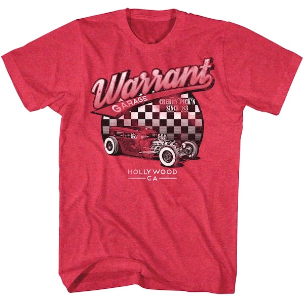 Warrant Men's T-Shirt Garage Cherry Pickin Roadster Car Graphic Tee Hollywood California 80s Glam Rock Band Concert Merch Music Shirt