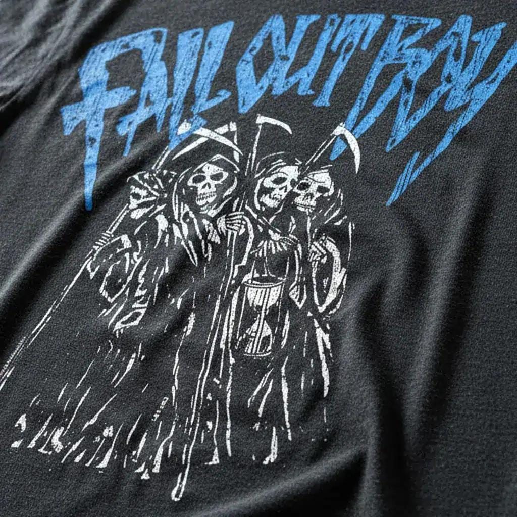 Fall Out Boy T-shirt: Vintage Grim Reapers Design - Official Merch
