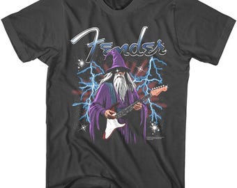 Fender Men's T Shirt Wizard on the Guitar Vintage Graphic Tees