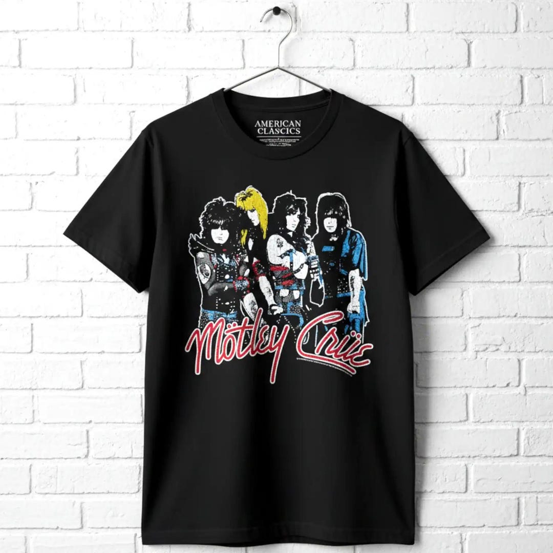 Mötley Crüe Band Line-up Graphic Tee: Vintage 80s Glam Rock