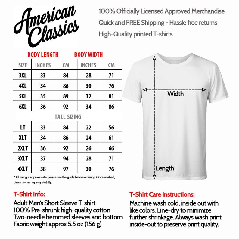 Pu&ograve; includere: T-shirt bianca con tabella taglie e istruzioni per la cura. La tabella mostra la lunghezza e la larghezza del corpo in pollici e cm. La maglietta &egrave; realizzata in 100% cotone pre-ristretto e ha maniche con orlo a due aghi. Il peso del tessuto &egrave; di circa 156 g.