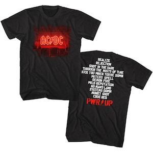 ACDC PWR Up Men&#39;s T Shirt Power Up Album Tracklist Black Shirt 80s Metal Band Tee Vintage Rock Concert Tour Merch Official Music Top