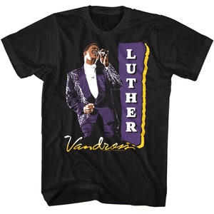 LUTHER VANDROSS T-Shirt RnB Soul Singer Purple Suit Retro Style Tees LUTHER VANDROSS,LUTHER VANDROSS TEE,American Singer,RnB Artist,Music T Shirt,RnB Soul,Cotton T-Shirt,Retro Style Tees,Gift for Him,Soul Music,Singer Shirt,RnB Shirt,Purple Suit