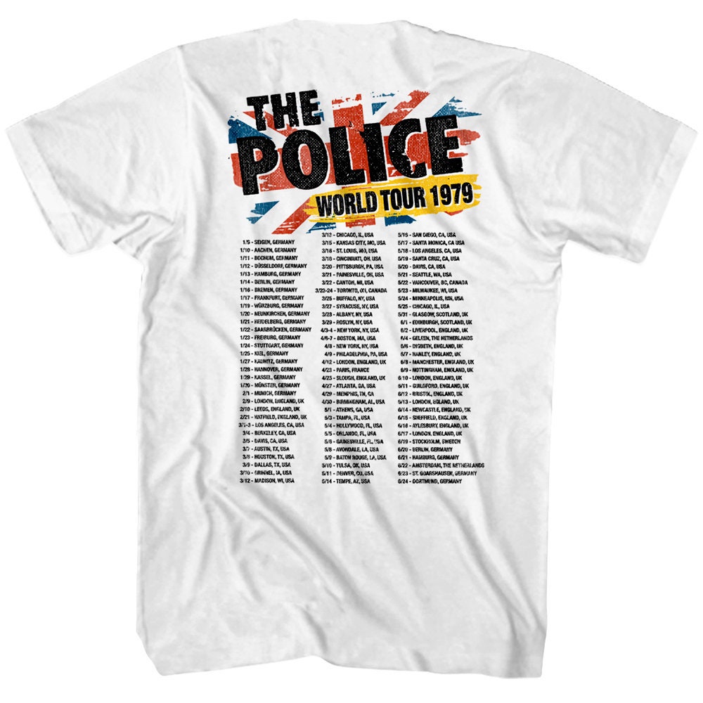 The Police Band Men's T Shirt Sting n The Police World Tour 1979 Cover Tee English Rock Band Merch Punk Concert Shirt Pop Music Top