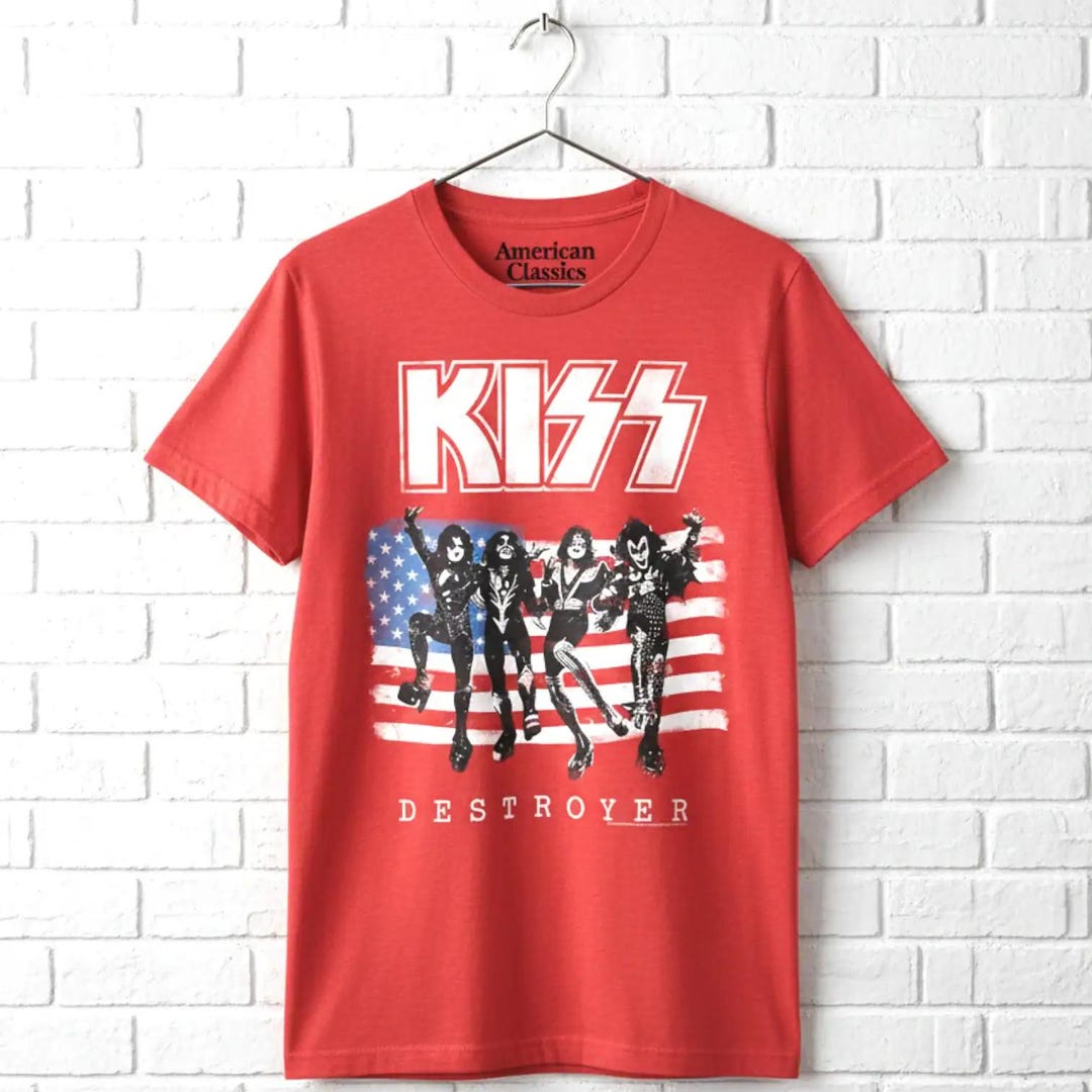 Kiss American Destroyer T-shirt USA Stars & Stripes Glam Rock