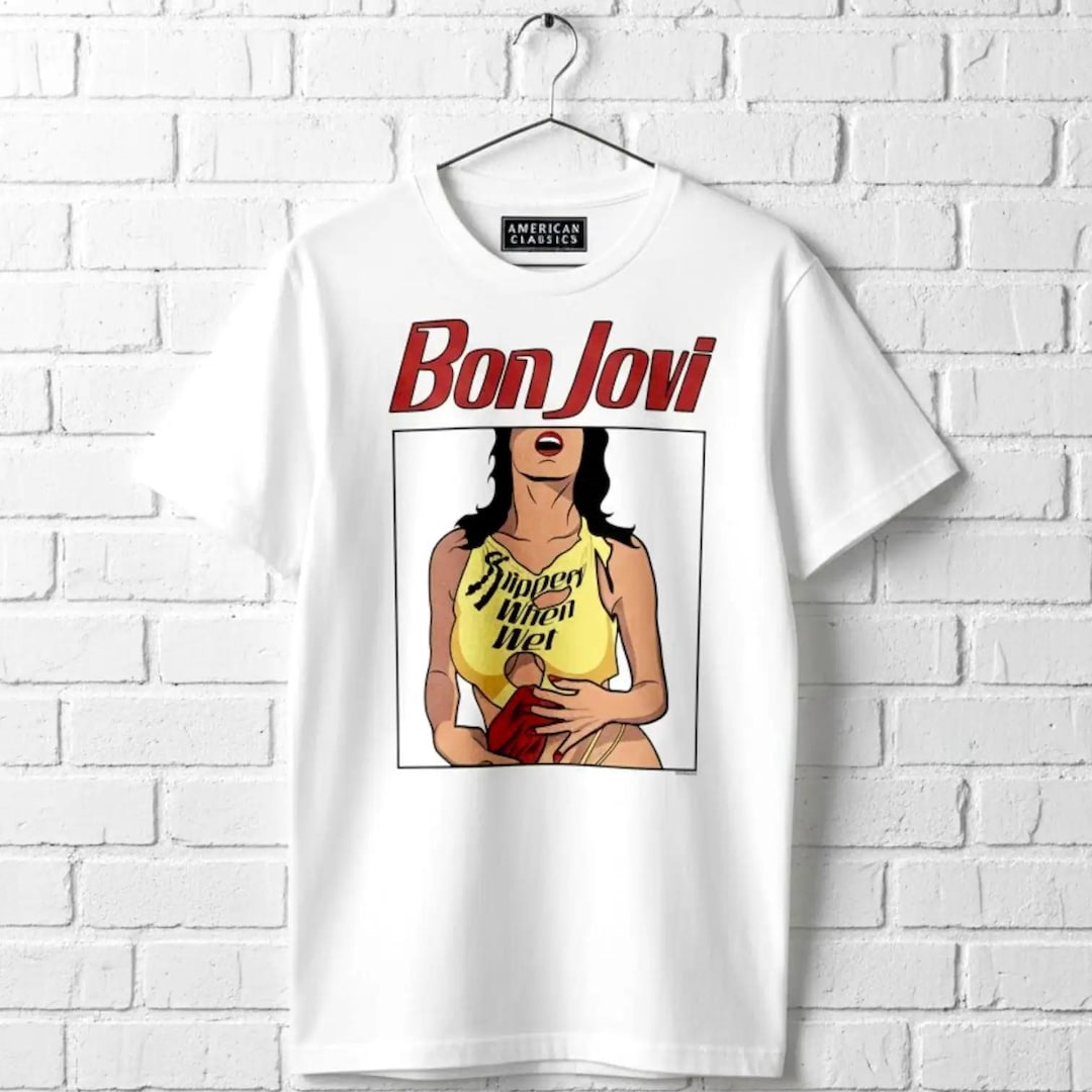 Bon Jovi Slippery When Wet Tee: 80s American Rock Band Concert