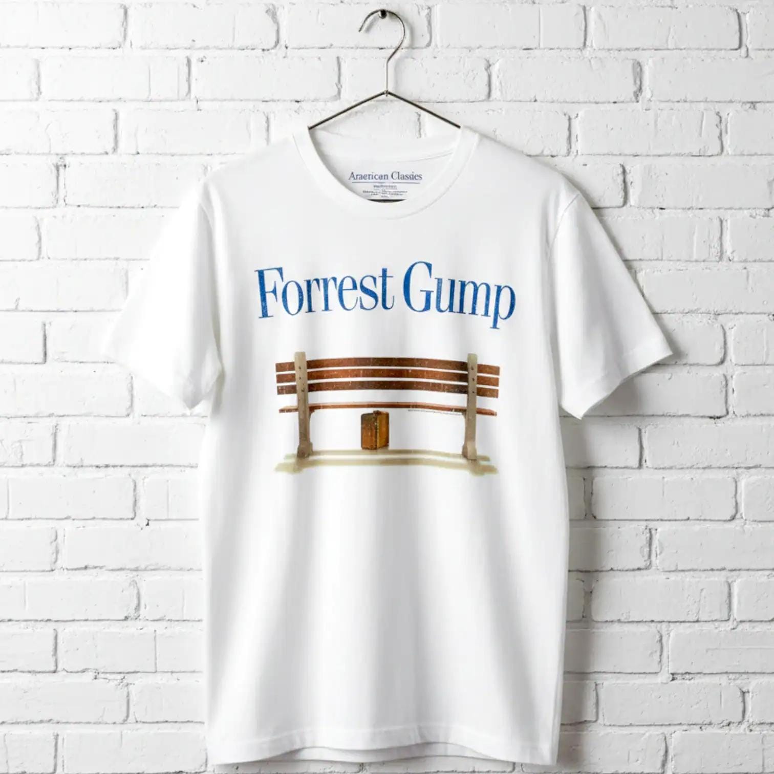Forrest Gump Iconic Movie Poster T-shirt: Tom Hanks Bus Stop Bench