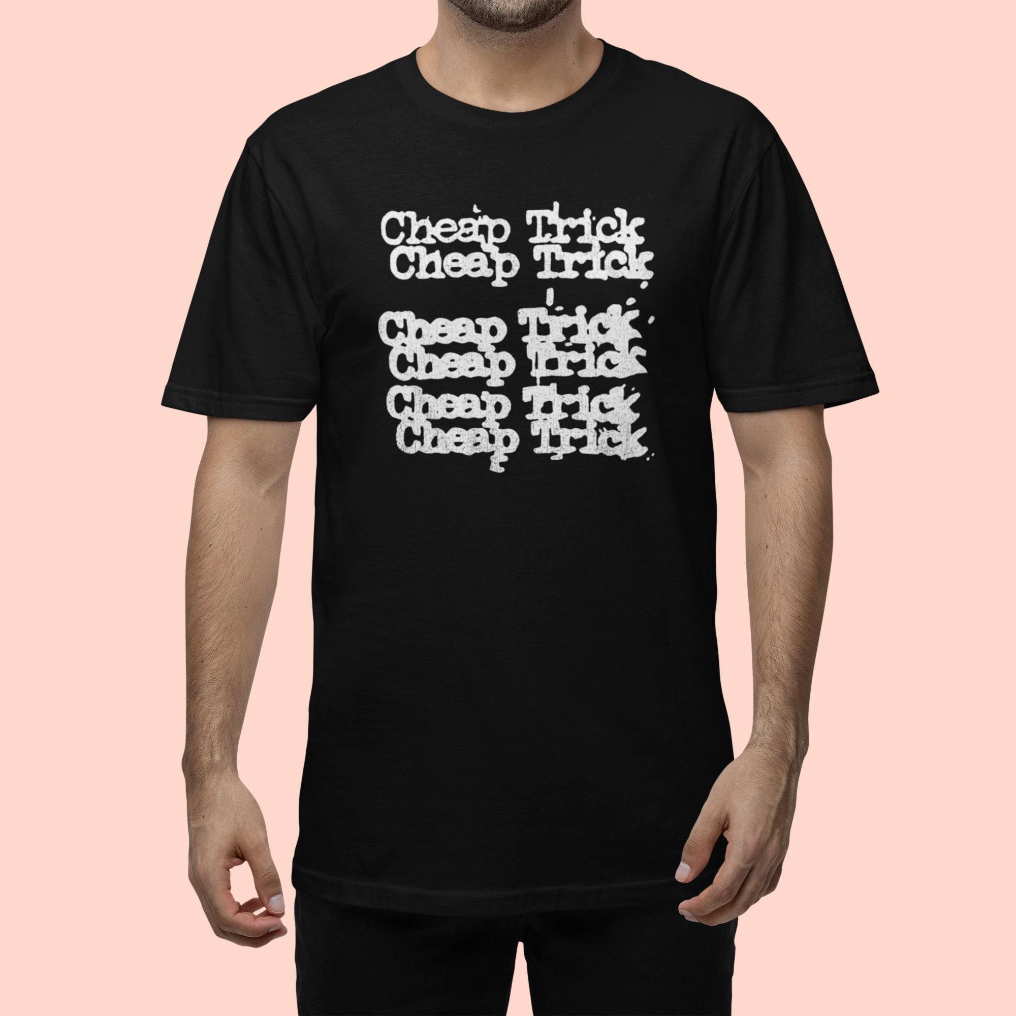 Cheap Trick Men's T-shirt Repeated Logo Black Graphic Tee Rock