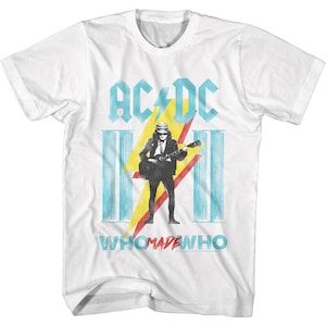 ACDC Men&#39;s T-shirt Angus Young Who Made Who Greek Columns Bolt Art Graphic Tee Rock Album Concert Merch Heavy Metal Band Shirt Gift