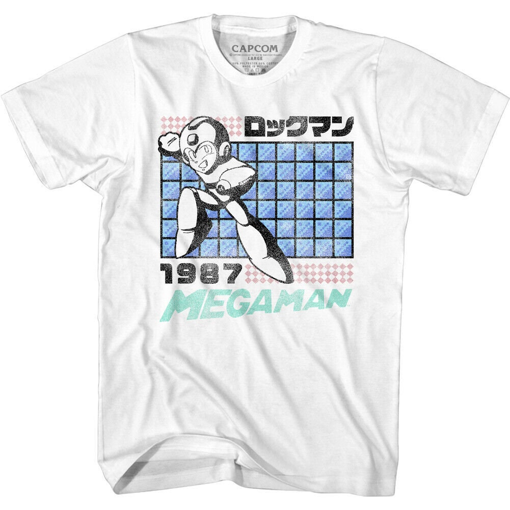 megaman ロックマン rockman ゲーム　アニメ　Tシャツ Megaman Men's T-shirt Japan 1987 Faded Graphic Tees Rokkuman