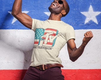 MTV Star Spangled Logo T-Shirt: Music Television Retro USA Flag Tee