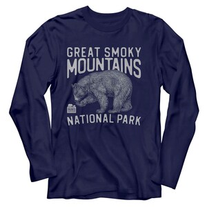 Great Smoky Mountains Bear Long-Sleeve T-Shirt Men&#39;s National Park Shirt Tennessee Trip Family Vacation Tees
