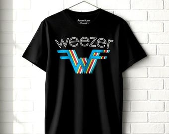 Weezer 3D Rainbow Logo Black T-Shirt, Alt Rock Concert Merch