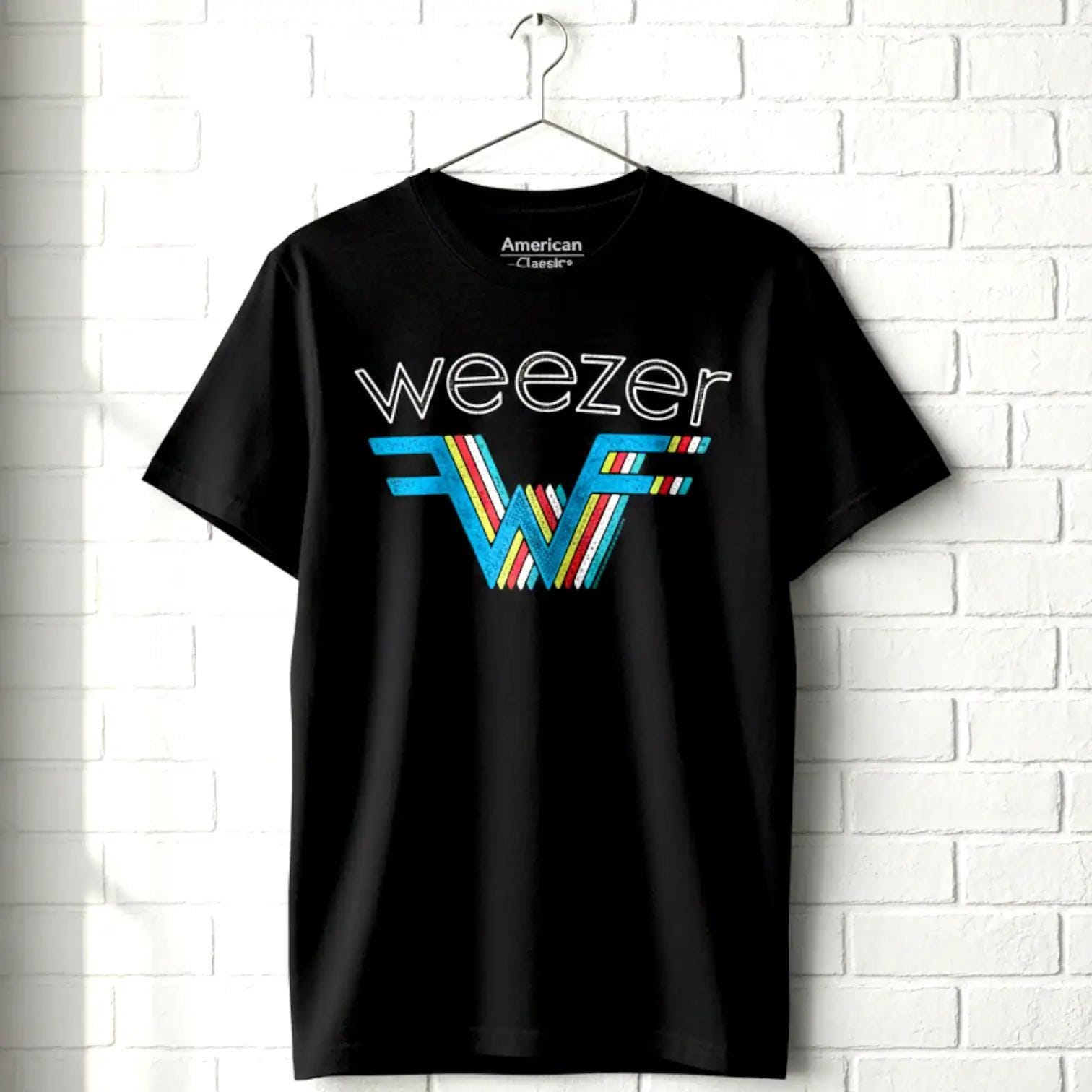 Weezer 3D Rainbow Logo Black T-shirt, Alt Rock Concert Merch - Etsy