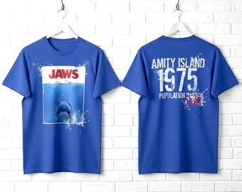 Jaws Amity Island Population 75 Shirt Vintage Movie Tee